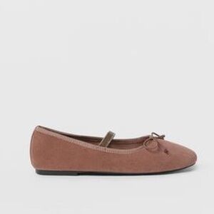 Zara girls pink velvet flats